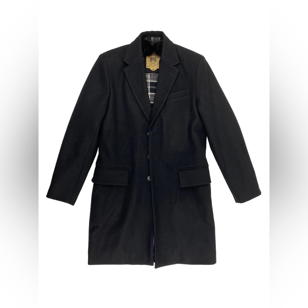 Black Men’s Hanover Coat with Faux Fur Collar